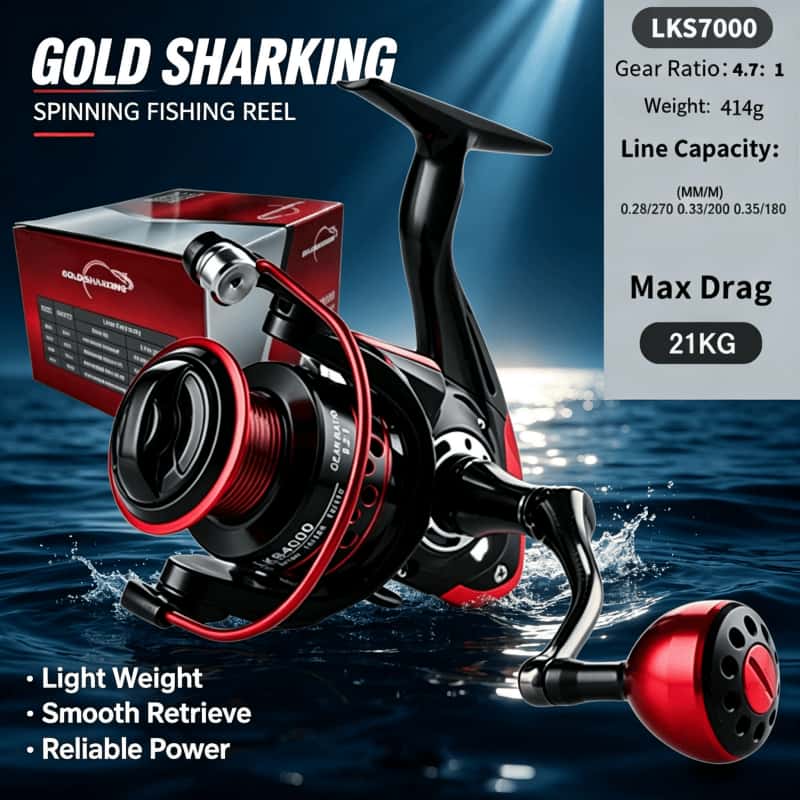Daiwa Reel Fuego - GOLD SHARKING-Spinnrolle, ultraleichte Metall-Angelrolle, Angelwerkzeug, 2000-7000,